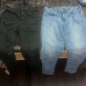 American Eagle Dark Green Distressed Jeans